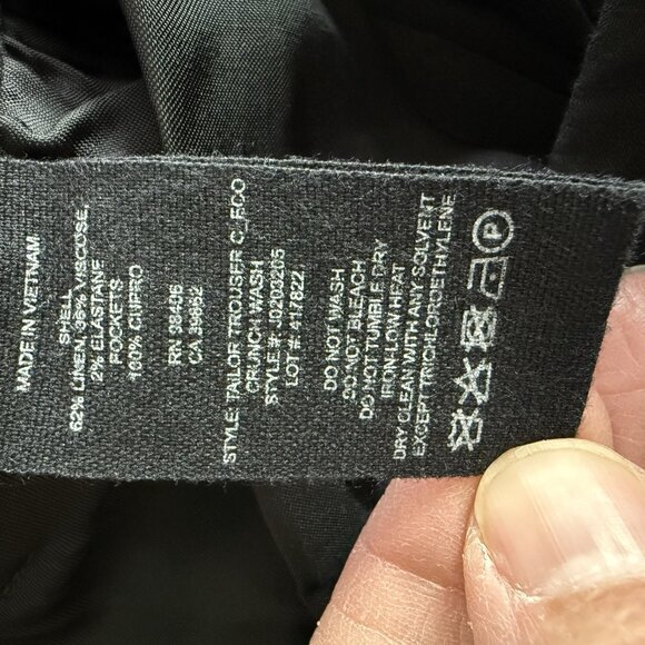 Theory Tailor Trouser C_ECO Linen Blend Pants Womens Size 6 Black Cropped - Picture 7 of 10